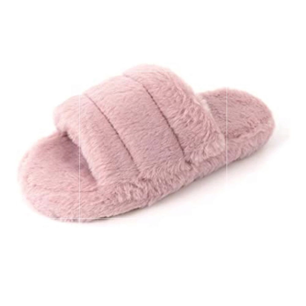 NWT FUNKY MONKEY Dusty Rose Faux Fur Soft Slide Comfy Slippers Bedroom Shoes 11